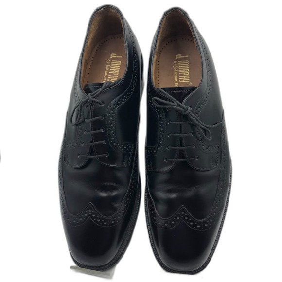 Johnston and Murphy by JM Men\'s Black Leather Wingtip Oxford Shoes Size 10.5 main image 4